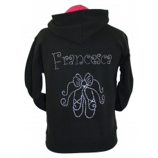 Girl’s Personalised Rhinestone Ballet 2 Tone Hoodie